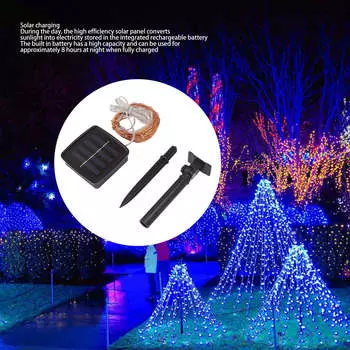 Светодиодные солнечные гирлянды IP44 водонепроницаемые теплостойкие солнечные гирлянды на медной проволоке для украшения балкона и сада на открытом воздухе