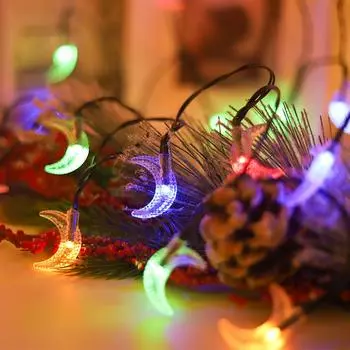 Светодиодные солнечные гирлянды Рамадан Луна Звезды Подвесные садовые светильники Уличные водонепроницаемые лампы для патио Декор для двора 5M 20LEDS