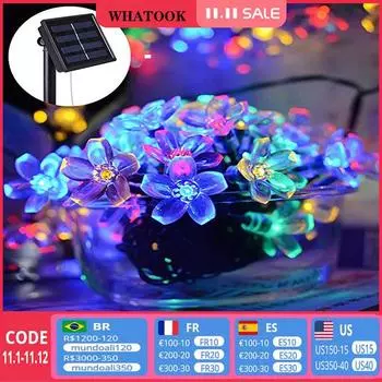 Светодиодные солнечные гирлянды в виде цветущей вишни, уличные рождественские гирлянды, водонепроницаемые светильники для газона, сада, патио, украшения деревьев 5M 20LEDS