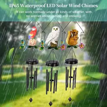 Светодиодные солнечные колокольчики на открытом воздухе, подвесные солнечные колокольчики, теплый белый ночник, водонепроницаемый милый Type 1