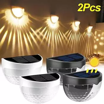 Светодиодные солнечные лампы настенные светильники водонепроницаемые лестничные ограждения лампы полукруглые светильники наружное освещение для украшения дома и сада warm light-1pcs