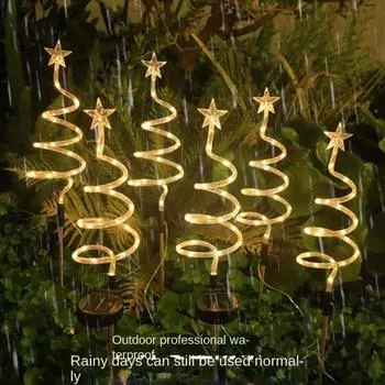 Светодиодные солнечные светильники для дорожек, водонепроницаемые садовые украшения, новогодняя елочная лампа, рождественские светильники для дорожек, солнечные светильники для украшения на открытом воздухе