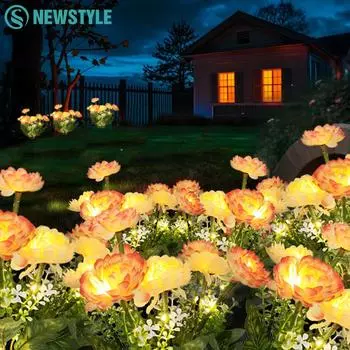Светодиодные солнечные светильники для садовых цветов 3/5/7 головок, солнечные розы, лилии, искусственные цветы, фонарь, ландшафтное освещение, дорожка, патио, Рождество