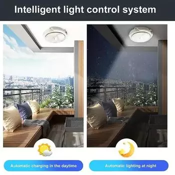 Светодиодные солнечные светильники Внутренние/солнечные светильники Уличные водонепроницаемые солнечные светильники для навесов Потолочный светильник на солнечной батарее с дистанционным управлением 3 цвета