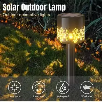 Светодиодные солнечные уличные светильники, выдолбленные светильники для садовых дорожек, водонепроницаемые светильники для ландшафта, патио, дорожки, двора, балкона, украшения, солнечные лампы для газона C-1PC-warm light