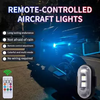 Светодиодные стробоскопы для самолетов с беспроводным пультом дистанционного управления, фонари для мотоциклов, красочные автомобильные декоративные светильники для предотвращения столкновений A