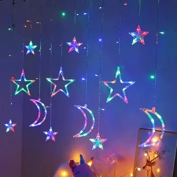Светодиодные светильники Atars Moon Curtains Lanterns Wreaths Christmas Lights Hanging Ropes Rooms Family Weddings Partys Windows Decorative Light белый