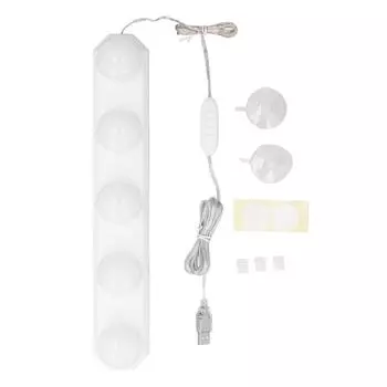 Светодиодные светильники для зеркала, 5 лампочек, 3 цветовых температуры, 10 ступеней регулировки яркости, USB-кабель, зеркало L