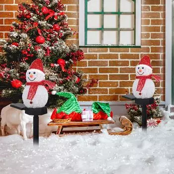 Светодиодные светильники Snowman Solar Garden Ground Lights, водонепроницаемые светильники для газона (красный)