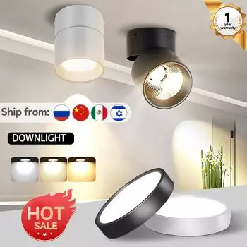 Светодиодные светильники вниз 110 В 220 В Потолочный светильник точечный светодиодный светильник Накладной светильник для гостиной, ванной комнаты, светильник для внутреннего освещения Cold White 6500k&Black
