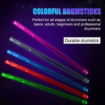 Светодиодные светящиеся барабанные палочки, перезаряжаемые, светящиеся в темноте барабанные палочки с 15