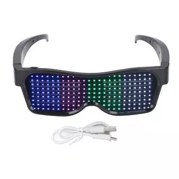 Светодиодные светящиеся очки 200 светодиодов, цветные настраиваемые светодиодные очки с возможностью зарядки через приложение