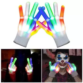 Светодиодные светящиеся перчатки 6 режимов света Светящиеся перчатки Игрушки Красочные мигающие светящиеся перчатки для вечеринок Дней Рождения Наполнители для носков 1Pair