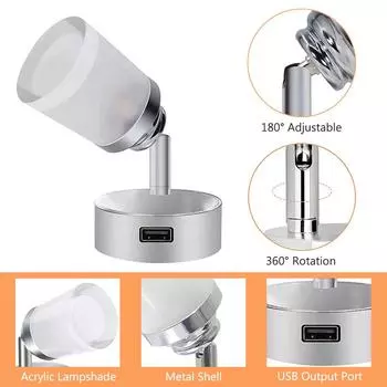 Светодиодные точечные светильники для чтения DC12-24V с 3-цветным сенсорным выключателем, светодиодное освещение для салона автофургона, кемпера, фургона, каравана, лодки, прикроватные лампы, настенные светильники