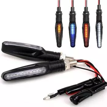 Светодиодные указатели поворота ProZone Flowing с последовательным миганием — водонепроницаемость IP68, сертификация E24 — универсальные для мотоциклов красный