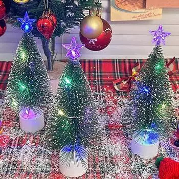 Светодиодные украшения для рождественской елки, настольный миниатюрный светильник, домашний декор, мини-светящиеся украшения для рождественской елки своими руками для офисной вечеринки 15.8cm