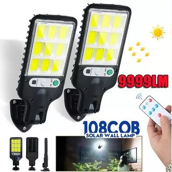 Светодиодные уличные фонари на солнечных батареях COB, уличные солнечные лампы с 3 режимами освещения, водонепроницаемые датчики движения, охранное освещение для сада и патио 28LED