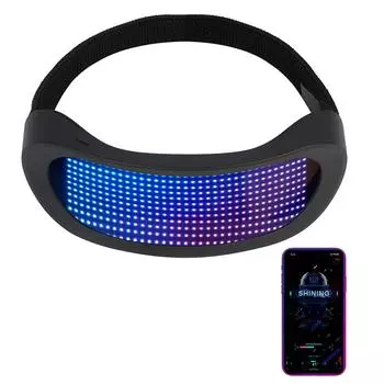 Светодиодные умные очки с поддержкой приложения Control Party Bluetooth-очки для рейвов, дня рождения, бара, мигающего дисплея, DIY-анимации, перезаряжаемые через USB блестящие очки 18x6.2cm чёрный