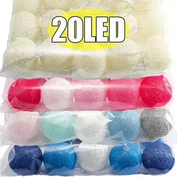 Светодиодные ватные шарики гирлянды фонарики на батарейках или USB питание свадебные украшения для вечеринок рождественские украшения By USB