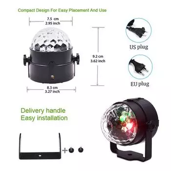 Светодиодные вечерние огни стробоскоп хрустальный шар 3 Вт RGB свет активируемый звуком танцевальное освещение для украшения бара диско с дистанционным управлением EU plug