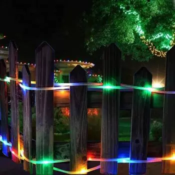 Светодиодные веревочные гирлянды, многоцветные, 5 м, 10 м, 100/200 светодиодов, 8 режимов, сказочная гирлянда, водонепроницаемая, с дистанционным таймером, уличный рождественский декор 5M разноцветный