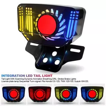 Светодиодные задние фонари для мотоцикла, задний фонарь, интегрированная лампа с динамической вспышкой для Honda CG125 TMX125/155 CG CD CT красный