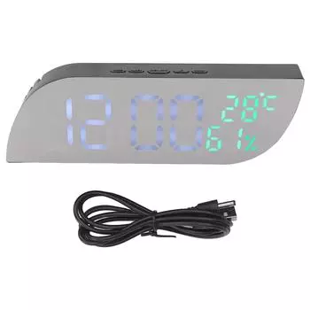 Светодиодные зеркальные часы с цифровым будильником и функцией повтора сигнала, электроника для спальни, полубелый полузеленый свет