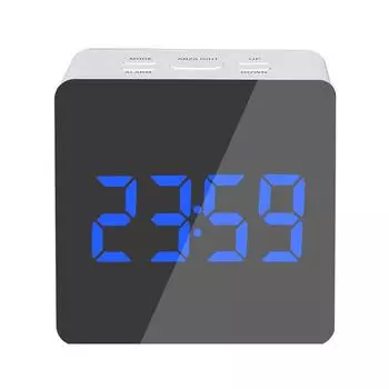 Светодиодные зеркальные часы с цифровым повтором сигнала будильник с дисплеем температуры для домашнего декора белый