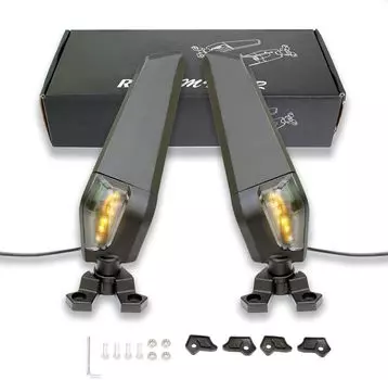 Светодиодные зеркала для мотоцикла Kawasaki Ninja 250 300 400 650 H2 H4, регулируемые вращающиеся зеркала заднего вида с поворотным крылом