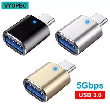 Светодиодный адаптер USB 3.0 к типу C OTG к USB C USB-A к гнездовому разъему Micro USB Type-C для адаптеров Samsung Xiaomi POCO B USB 3.0 to Type-c