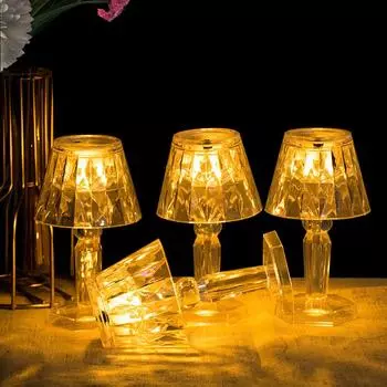 Светодиодный акриловый прозрачный кристалл теплый свет мини-ночник креативный романтический прикроватный маленький настольный светильник подходит для ужина и сна Warm light