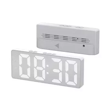 Светодиодный электронный будильник, цифровые простые часы, звуковое управление, светодиодные зеркальные часы, комнатный термометр белый