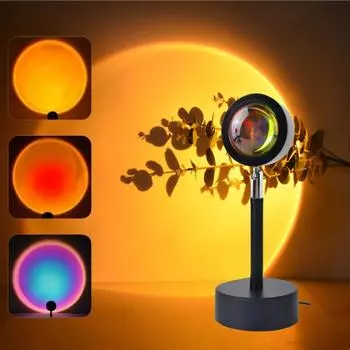 Светодиодный атмосферный ночник-проектор, лампа для заката, переменный ток 220 В, вилка ЕС для спальни, гостиной, подарок, фоновое декоративное освещение EU