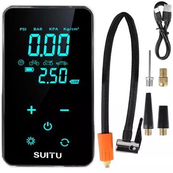 Светодиодный автомобильный электрический воздушный насос аксессуары для шин беспроводной надувной насос для шин компрессор для накачивания мотоцикла велосипедный мяч чёрный