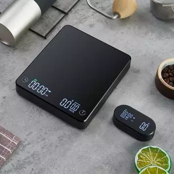 Светодиодный беспроводной дисплей Кофейные весы Многофункциональные кухонные весы 5 кг0,1 г Эспрессо USB зарядка чёрный