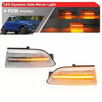 Светодиодный боковой зеркальный последовательный указатель поворота для Ford Ranger Lariat 19-23 Ranger T6 Raptor и Wildtrak 12-19 Everest U375 15-19 чистый