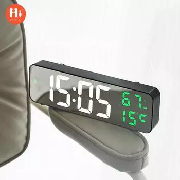 Светодиодный будильник простые зеркальные часы настенные часы для гостиной многофункциональные часы