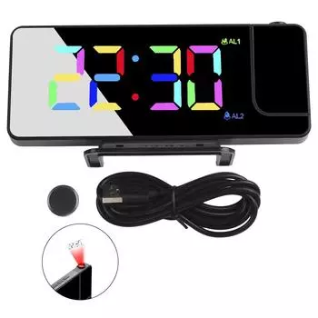 Светодиодный будильник с таймером, настройка ночного режима, голосовая активация белый