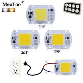Светодиодный чип 30 Вт 50 Вт COB Chip Светодиодная лампа 110 В 220 В без драйвера для прожектора Лампада DIY Освещение 110V 30W белый