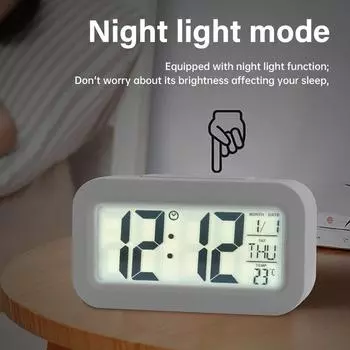 Светодиодный цифровой будильник Мини-будильник Подходит для домашнего офиса, прикроватного столика, детской спальни, электронных часов, декора сада чёрный