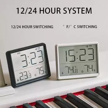 Светодиодный цифровой будильник с электронным цифровым будильником, экран настольных часов для домашнего офиса, подсветка, дисплей температуры чёрный