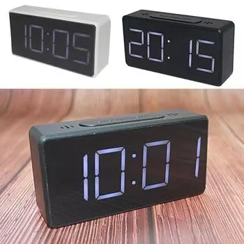 Светодиодный цифровой будильник с большим легко читаемым дисплеем для спальни, офиса, белого цвета чёрный