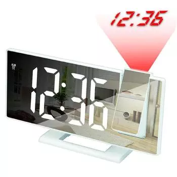 Светодиодный цифровой умный будильник, настольные электронные настольные часы, USB-часы для пробуждения с проектором времени 90°, повтор red light белый