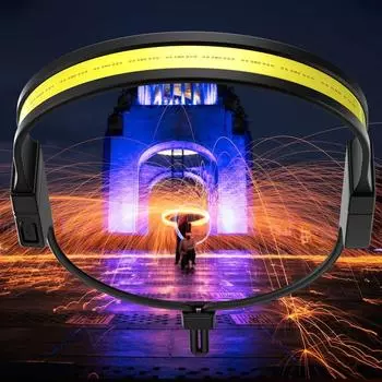 Светодиодный + COB водонепроницаемый налобный фонарь 300 лм USB перезаряжаемый головной фонарь цифровой дисплей питания для кемпинга рыбалки пешего туризма