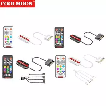 Светодиодный цветной интеллектуальный контроллер вентилятора ARGB 5V 3PIN к SATA 1 к 4 синхронный кабель материнской платы удлинитель для световой полосы вентилятора ПК 2 in 1 белый