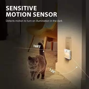 Светодиодный датчик движения беспроводной ночник с вилкой США, ЕС, Великобритании, Австралии, регулируемый датчик ночник для спальни, коридора, освещения AU