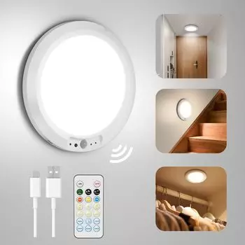 Светодиодный датчик движения Gradeless Compact Входной коридор Потолок 12 Вт Память Включает в себя пульт дистанционного управления Ультра аварийный прикрепленный к ленте свет, Внутренний, Датчик, Регулировка яркости,