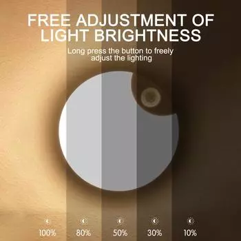 Светодиодный датчик движения настенный светильник магнитная присоска USB зарядка беспроводной гардероб лампа под шкафом освещение для прихожей лестницы белый