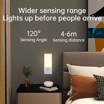 Светодиодный датчик движения, ночник, магнитная зарядка, индукционная настенная лампа, чувствительный к свету шкаф, аварийное освещение для дома, спальни