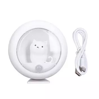 Светодиодный датчик движения, ночник, милый кот, зарядка через USB, белый, креативный для гардероба, спальни